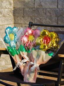 2pcs Multipurpose Floral Balloons, DIY Bouquet Flower Balloons, Suitable For Wedding, Valentine's Day, Birthday, Mother's Day And Thanksgiving, Outdoor & Home Decor - Multicolor - View 3