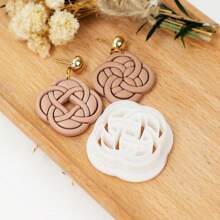 Chinese Knot Retro Texture Polymer Clay Cutters Mold National Pattern Soft Ceramic Earring Clay Cutting Mold Fashion Accessories - Pastel - View 4