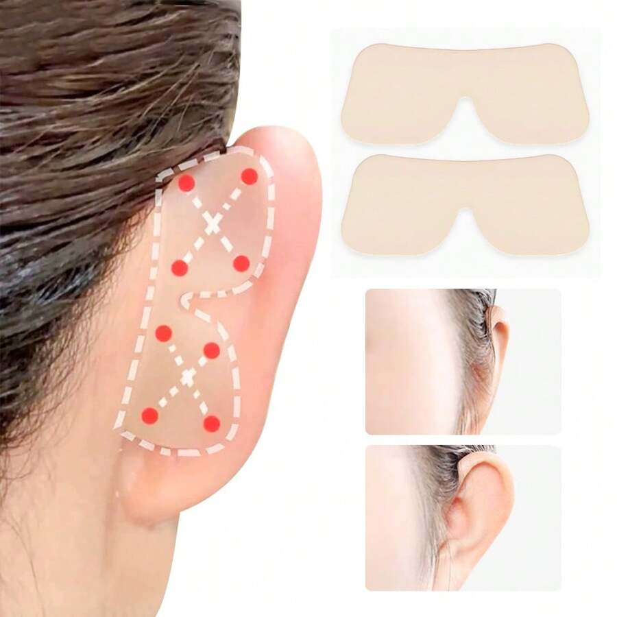 12/24片装 5D 立体耳贴，男女通用隐形提拉耳贴，适合拍照、跳舞、派对、面部化妆、化妆、房间装饰、梳妆台、旅行、卧室、化妆配件、圣诞礼物、化妆品、化妆工具、便宜好物、礼物、女士礼物、圣诞礼物 - 杏色 - 查看 1