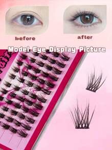 60pcs 11-14mm 5 Rows Natural Fashion Style Hot Melt Artificial Mink Fur Eyelashes
