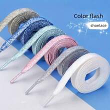 Unisex Flat Color Flash Small White Shoes Canvas Shoes Sneakers LACES