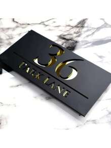 1 pieza Señal de dirección personalizada de números de casa de gato para números de dirección exterior para casas, letrero de número de casa personalizado, placa de dirección de metal para exteriores, señal de dirección exterior, números personalizados para una casa, regalo de inauguración, varios regalos, cumpleaños, graduación - Negro - Ver 6