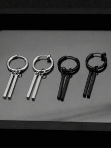 1 pieza, pendientes minimalistas de barras paralelas, aro pequeño y caída corta, para hombres y mujeres, niños y niñas, de acero inoxidable 316L, Charm, bisagra abrazadera, cartílago espiral, hipoalergénicos, moda, personalizado, punk, línea geométrica, barra colgante, regalos