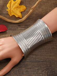 1pc Vintage Wave Pattern Open Bangle Bracelet, Armlet & Anklet