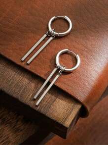1 pieza, pendientes minimalistas de barras paralelas, aro pequeño y caída corta, para hombres y mujeres, niños y niñas, de acero inoxidable 316L, Charm, bisagra abrazadera, cartílago espiral, hipoalergénicos, moda, personalizado, punk, línea geométrica, barra colgante, regalos