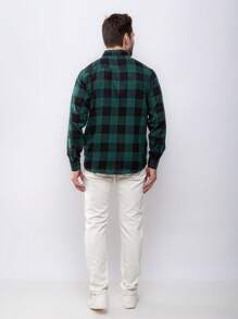 Men's Plaid Shirt Long Sleeve Winter - màu xanh lá - Xem 8