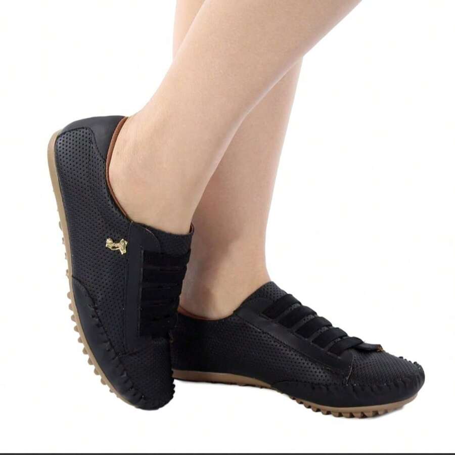 Tenis feminino confot elastico - Preto - Visão 1