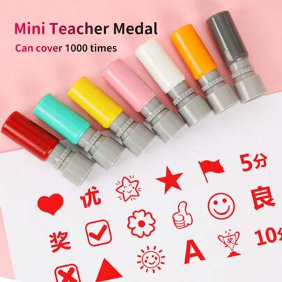 1 件教师鼓励印章 - 激励课堂奖励和反馈印章，激励评级印章套装，专为教育工作者设计，ABS 材质，自吸墨