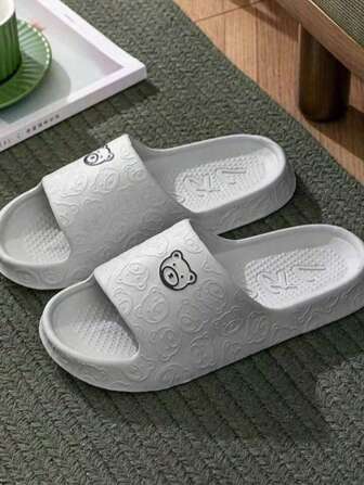 Women's Black Thick Bottom EVA Fashionable Anti-Slip Lightweight Casual Slippers, Street & Beach Summer Wear