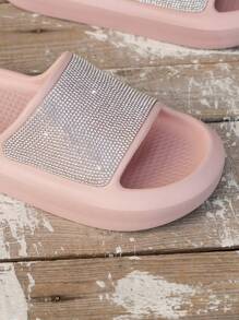 女士时尚百搭夏季单趾拖鞋，舒适柔软鞋底纯色露趾凉鞋，休闲沙滩户外日常室内浴室卧室拖鞋，适合所有季节 - 粉色 - 查看 4