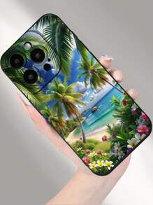 Étui de protection pour téléphone compatible avec 16/15 XR/7/8, 15 Pro Max/12 Pro Max/13 Pro Max/14 Pro Max, 13, 14, 11, 12, P14, P11 Soft Case, P12 Antichoc XS, XR/78P, 78GES2, Série Redmi S24, A03s, A03 Core, A04, A12, A13, A14, A21s, A22, A23, A24, A32, A33, A34, A5, A51, A52, A53, A54, A71, A72, A73, S20 Fe, S21, S22, Série Redmi, Redmi 9, Redmi 9a Étui étanche aux chocs et résistant aux rayures avec motif d'arbre de noix de coco sur la plage