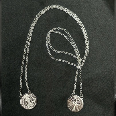 Escapulário Medalha São Bento Em Aço Inoxidável Corrente Masculina Colar 70cm