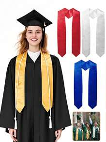 1/3 pièces Casquette académique et gland/Sangle d'épaule décorative/Cordon d'honneur/Toque de graduation/Toque doctorale/Tenue de graduation/Lycée/Université/Écharpe de graduation de couleur unie/Honneur en satin