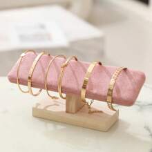1pc Wooden Base T-Shaped PU Leather / Velvet Bracelet Display Rack Bangle Watch Hairband Jewelry Storage Stand Holder Organizer Back To School Dormitory Storage