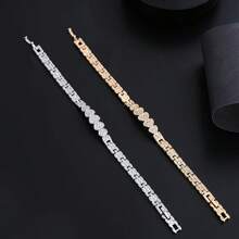 1 件耀眼的方晶锆石心形手链，优雅奢华，适合日常佩戴、约会、婚礼和正式活动 - 銀色 - 查看 9