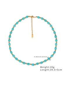 Western Country Turquoise Series Necklace Bracelet Ring Earrings, Bohemian Holiday Style Elegant Fashion Stainless Steel Plating 18K Gold, Party Banquet Gifts, Daily Wear First Choice