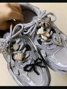 7pcs/Set Bow Heart Bear Resin Fashion Shoe Charms, Suitable For Sneakers, Casual Shoes, Boots