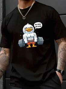 Duck Gym Shirt For Men And Women, 100% Cotton, Comfortable, Casual - 黑色 - 查看 1