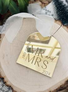 为先生和夫人定制亚克力个性化名字吊坠，为先生和夫人定制的第一年结婚礼物，为新婚夫妇定制的圣诞礼物，婚礼纪念品 - 多色 - 查看 5