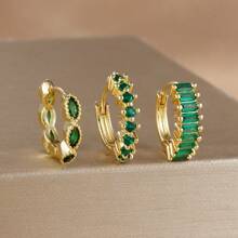 3 szt. 18-karatowe pozłacane błyszczące cyrkonie kolczyki koła zestaw dla kobiet biżuteria vintage, odpowiednie na imprezę, święta, randkę lub wesele