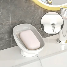 1pc Bathroom Countertop Soap Box, Adjustable Angle Soap Box, Plastic Oval Soap Holder Installed On Bathroom Countertop, With Drainage Hole, Luxurious Detachable Soap Tray, Suitable For Bathroom Sink, Laundry Countertop