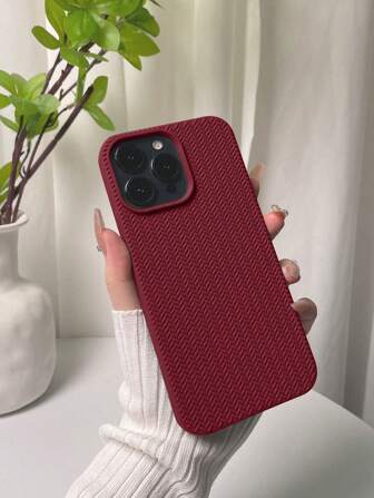1pc TPU 3D Knit Textured Soft Case, Compatible With IPhone 16 Series Waterproof Shockproof Anti-Fall Scratch Resistant
