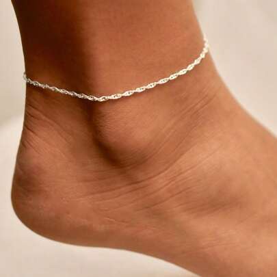 Twisted Anklet Minimalist Shiny Anklet Multi-Layer Anklet Women's Silver Anklet Beach Anklet Boho Style Anklet Foot Jewelry Mother's Day Summer Accessory Gift