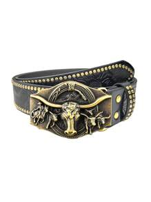 1PC Men's Belt Classic Western Cowboy Fashion Neutral Belt Motorcycle Rider Street Punk Style Men's Western Belt Summer, Schoolcasual, Business, Boyfriend Husband Father Dad Men Gift, Daily Wear, Fashion, Teen, Outdoor, Vacation, Athletic, Travel, Street, Boho, Vintage