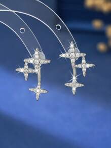 1 Pair Luxury Elegant Star Stud Earrings Suitable For Women's Daily Wear, Charming