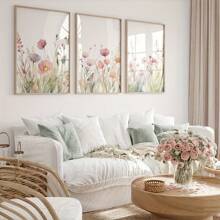 3 件套 3 幅植物花卉帆布艺术印刷品 - 水彩花卉墙壁海报 - 装饰艺术、极简主义、波西米亚风格 - 风景主题 - 适用于客厅、卧室、家庭办公室装饰 - 送给艺术爱好者的完美礼物 - 3pcs - 查看 1