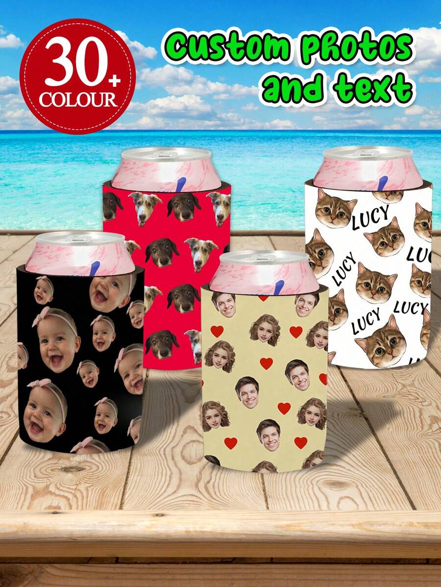 1pc Personalized Can Cover, Customizable Image, Fun Birthday Gift, 40th Birthday, 30th Birthday, 50th Birthday Decoration, Suitable For Any Age Birthday Decoration - Pink - View 1