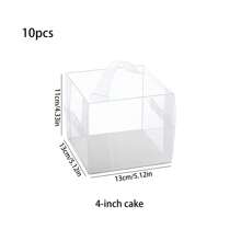 10pcs Clear Plastic Cake Boxes, 3/4 Inch Handheld Party Packaging, PET Material, Locking Style, Suitable For Cakes, Chocolates, Donuts, Pastries, Square Shape, Suitable For Christmas, Halloween, Easter, Thanksgiving