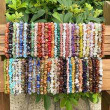 12PCS/Set Chip Bracelets Set For Women Natural Gemstone Bracelets Gravel Bead Bracelets Irregular Chips Beads Bracelet Reiki Stretch Beaded Bracelets Jewelry - Colorful - View 1