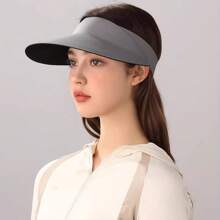 1pc 夏季女童防紫外线运动骑行大檐遮阳空顶可折叠无缝防晒帽子户外运动帽子装饰 - 彩色 - 查看 6