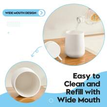Dispensador de jabón de mano de espuma blanca mate de 11 onzas - Estilo minimalista moderno, adecuado para encimeras de baño y cocina, decoración de baño para el hogar recargable, decoración de otoño, regreso a la escuela - Blanco - Ver 6