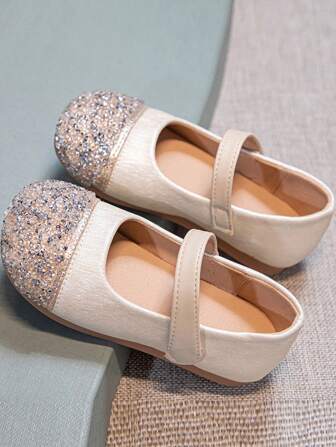 Girls Princess Shoes New Soft Bottom Spring/Summer Little Girl Pearl Color Blocking Performance Stylish Flat Shoes