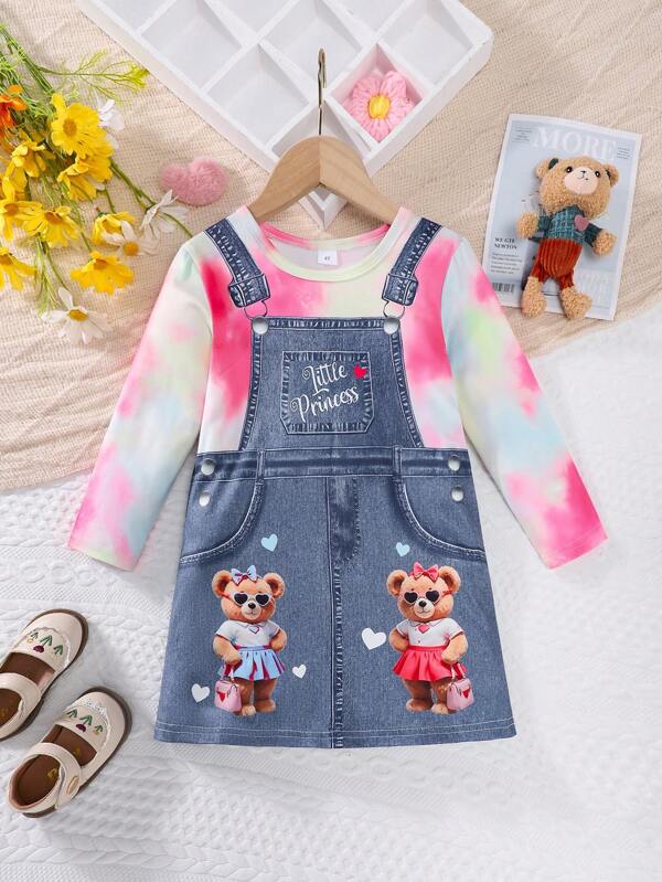 Girls' Long Sleeve Dress, Casual Long T-Shirt Dress, Spring Autumn Outer Wear, Suitable For Summer