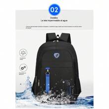 Mochila de hombre resistente con diferentes colores,con 3 compartimentos,cierres dobles,cinta acolchonadas y cinta ajustable - Azul - Ver 5