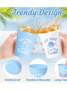 12Pcs Set, Last Toast On The Coast Bachelore Party Plastic Cups 12PCS Costal Stadium Cups Coastal Bridal Shower Weekend Favors, Bridal Shower Party Favors Decorations Wedding&Hen Do Reusable Party Cups Supplies