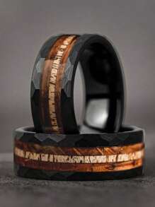 1 Pc Vintage Men Stainless Steel Rings Fashion 8mm Black Brushed Deer Antler And Koa Wood Rings For Men Wedding Band Jewelry Accessories