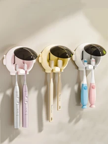 1 件卡通宇航员设计牙刷架，创意可爱漱口杯收纳架，宇航员形状防水牙刷收纳盒，可爱浴室储物架，壁挂式情侣牙刷架，免钻收纳盒，浴室收纳盒，免钻壁挂式浴室牙膏牙刷杯收纳架，新年礼物，学校用品家居浴室装饰 - 彩色 - 查看 3