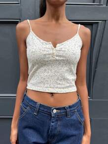 Women's Summer Slim Tank Tops Sleeveless Backless Button Up Floral Camisole Tops - Blue - View 5