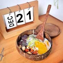 2 件套，非常适合盛放沙拉、水果和谷物，椰子壳碗，天然椰子壳碗，酸奶碗，甜点碗，糖碗，水果沙拉，燕麦冰沙，清淡盛菜碗，可持续椰子壳沙拉碗，配木勺 - 彩色 - 查看 6