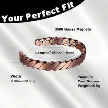 1PC 99.9% Pure Copper Classic Twisted Wire Design Open Bracelet, Copper Jewelry Gifts, Gifts For Friends.