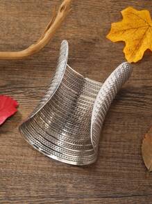 1pc Vintage Wave Pattern Open Bangle Bracelet, Armlet & Anklet