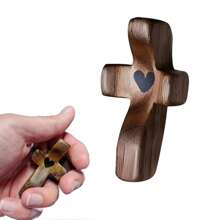 1/3/5pcs Elegant Wooden Thumb Cross Decoration, Exquisite Prayer Holding Wooden Cross, Suitable For Home & Office, Perfect For Party/Birthday Gift Gifts Graduation - Multicolor - View 2