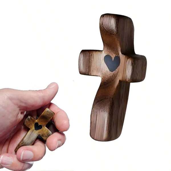 1/3/5 piezas Elegante decoración de cruz de dedo de madera, exquisita cruz de madera para sujetar durante la oración, adecuada para el hogar y la oficina, perfecta como regalo para fiesta/cumpleaños