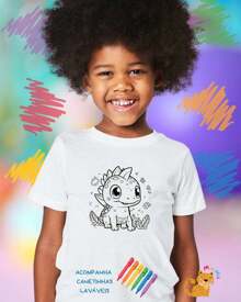 CAMISA PARA COLORIR DINOSSAURO