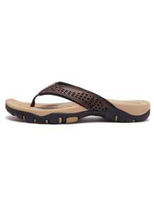 HOBIBEAR 时尚男士拖鞋，舒适轻便，适合度假、旅行、海滩、户外活动 - 深棕淺棕 - 查看 4