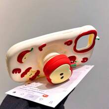 3D Cute Alphabet Apple Soft Silicone Phone Case With Foldable Stand, Compatible With IPhone 16/15/14/13/12 Pro & Pro Max Waterproof Shockproof Anti-Fall Scratch Resistant